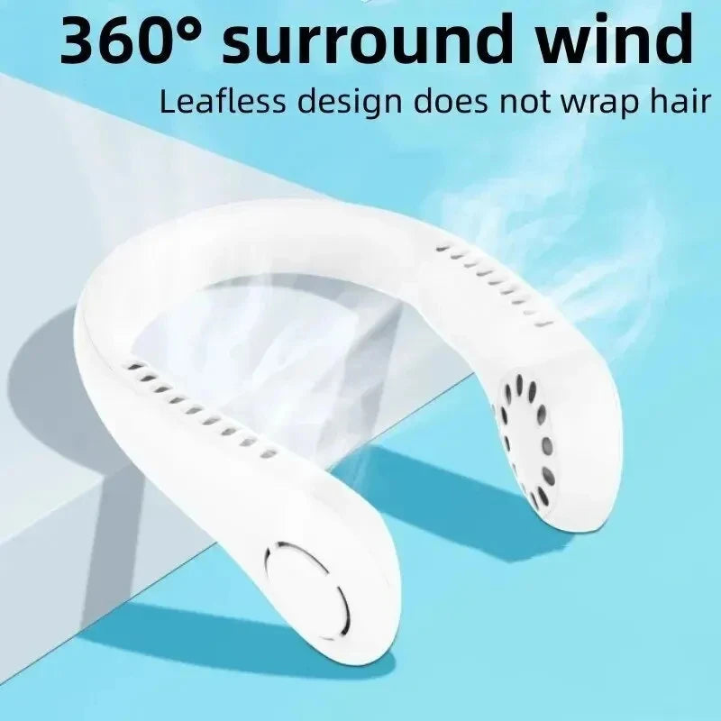2024 1200mAh New Mini Neck Mounted Fan Portable Bladeless Neck