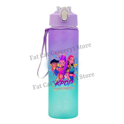 Kpop Demon Hunter Water Bottle with Straw 750ml Kids Summer Anime Cup - Cart2u.ro