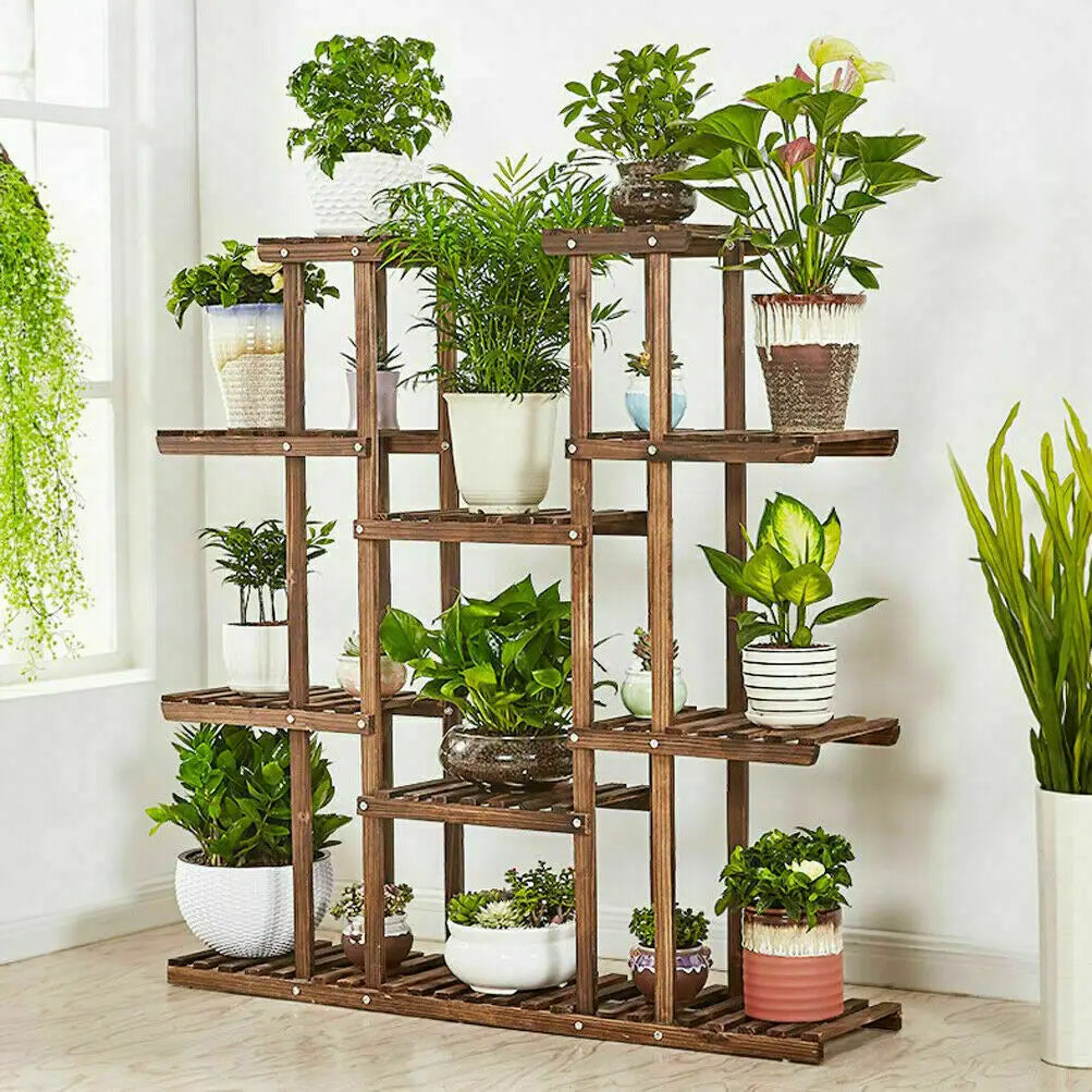 Wooden Plant Shelf Flower Pot Stand Indoor Outdoor Multi-Tier Plant - Cart2u.ro