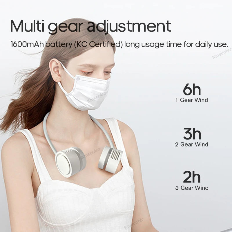 New Hanging Neck Fan Portable Cooling Fan Air Cooler USB Leafless - Cart2u.ro