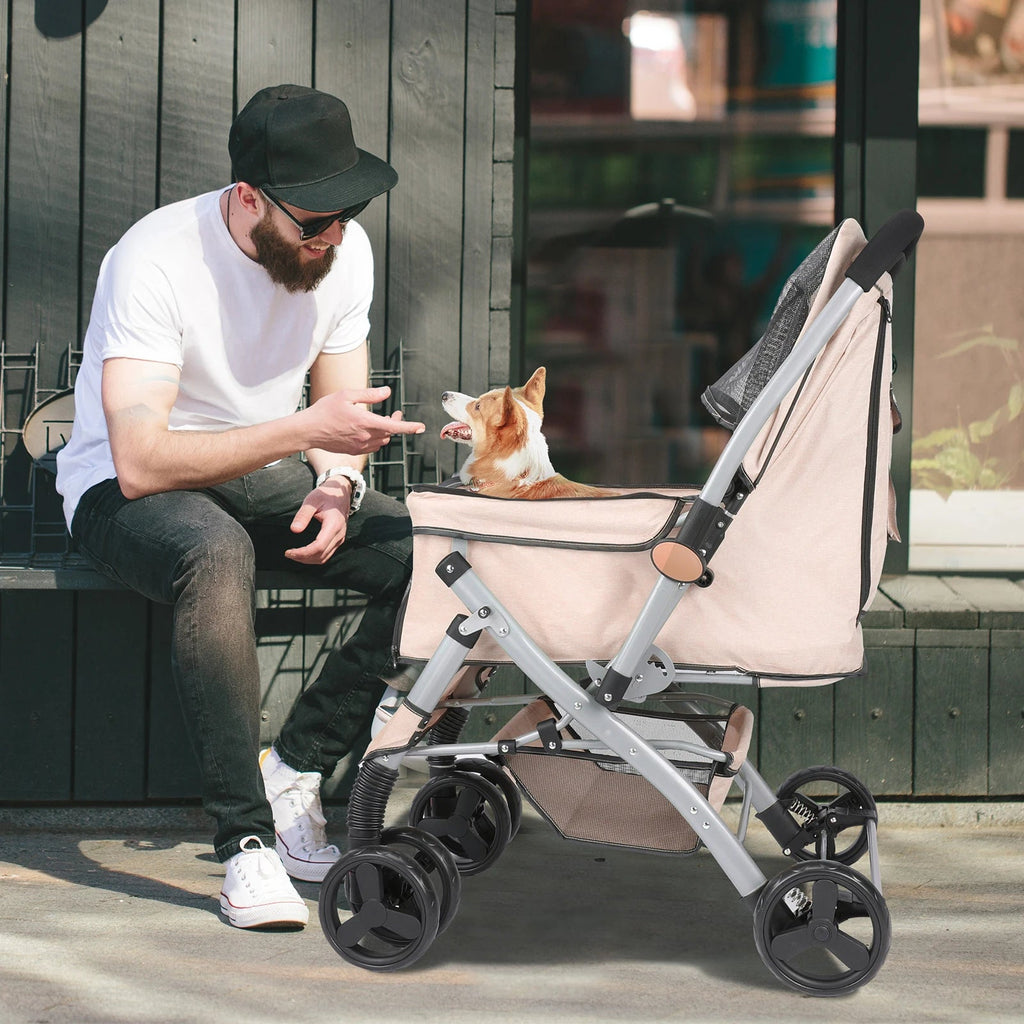Foldable Cat Dog Stroller  Detachable  Easy Assembly Pet Travel - Cart2u.ro