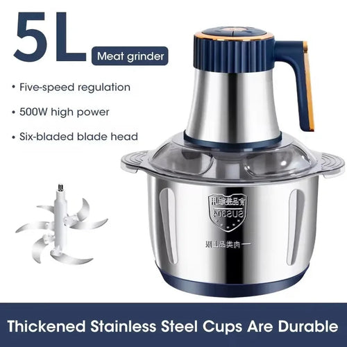 Electric Meat Grinders 5L Food Crusher Stainless Steel Multifunctional - Cart2u.ro