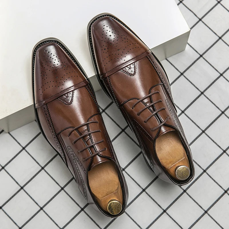 2022 High Quality Handmade Oxford Dress Shoes Men Genuine Cow Leather