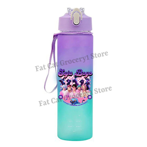 Kpop Demon Hunter Water Bottle with Straw 750ml Kids Summer Anime Cup - Cart2u.ro