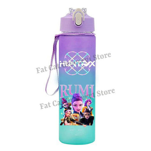 Kpop Demon Hunter Water Bottle with Straw 750ml Kids Summer Anime Cup - Cart2u.ro