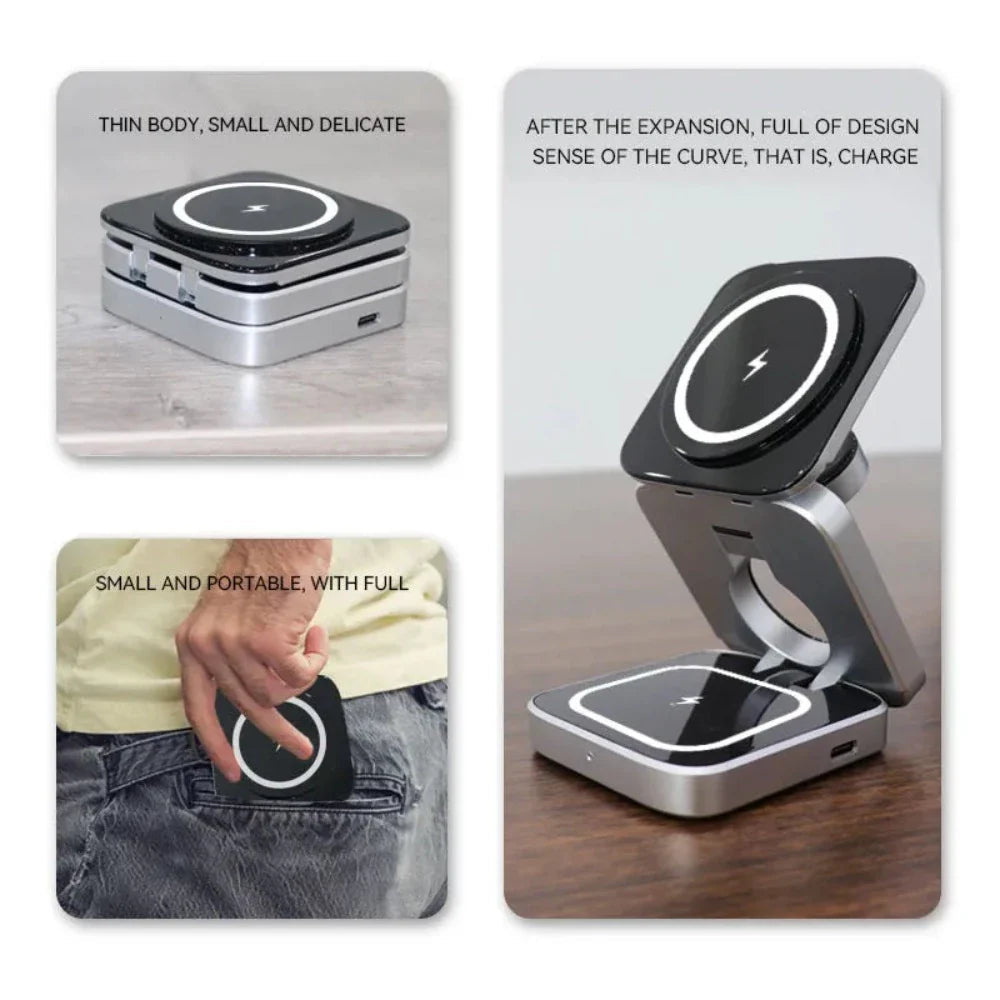 Foldable 3 in 1 Wireless Charging Phone Stand - Cart2u.ro