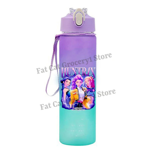 Kpop Demon Hunter Water Bottle with Straw 750ml Kids Summer Anime Cup - Cart2u.ro