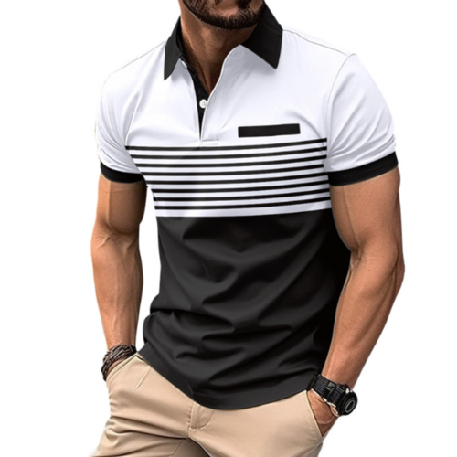 Mens Casual Stripe Short Sleeve Polo Shirt - Cart2u.ro