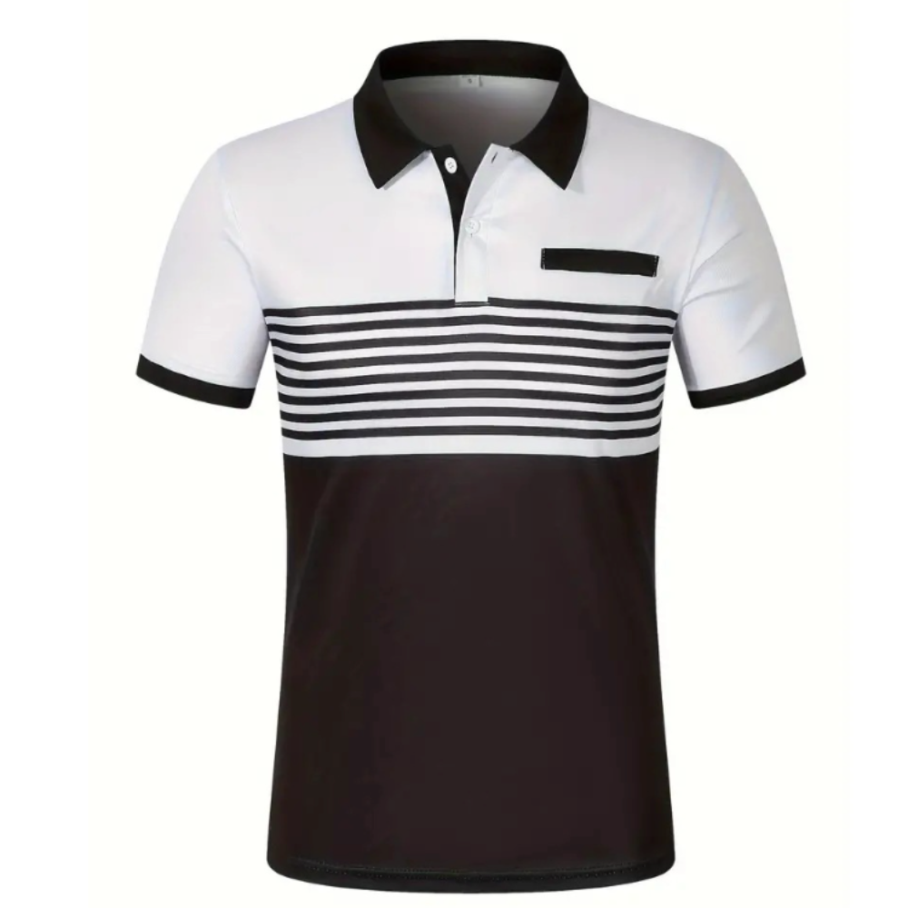Mens Casual Stripe Short Sleeve Polo Shirt - Cart2u.ro