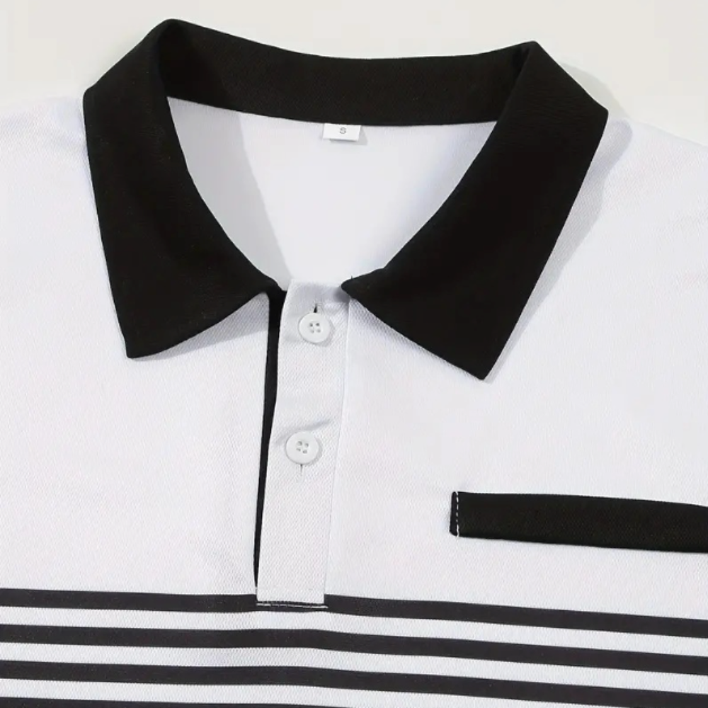 Mens Casual Stripe Short Sleeve Polo Shirt - Cart2u.ro