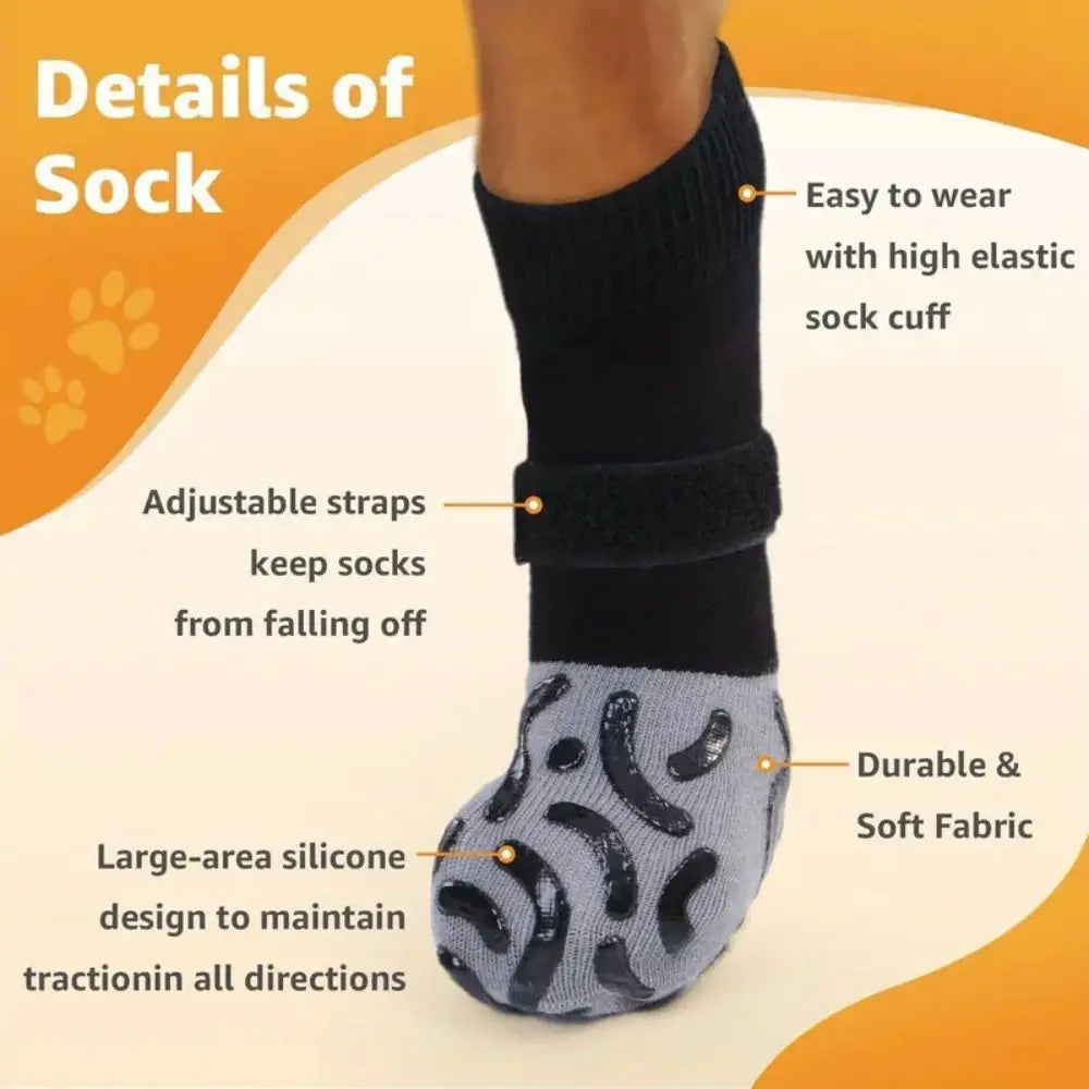 4PCS High Quality Anti-Slip Cozy Dog Socks Anti-Scratch Adjustable - Cart2u.ro