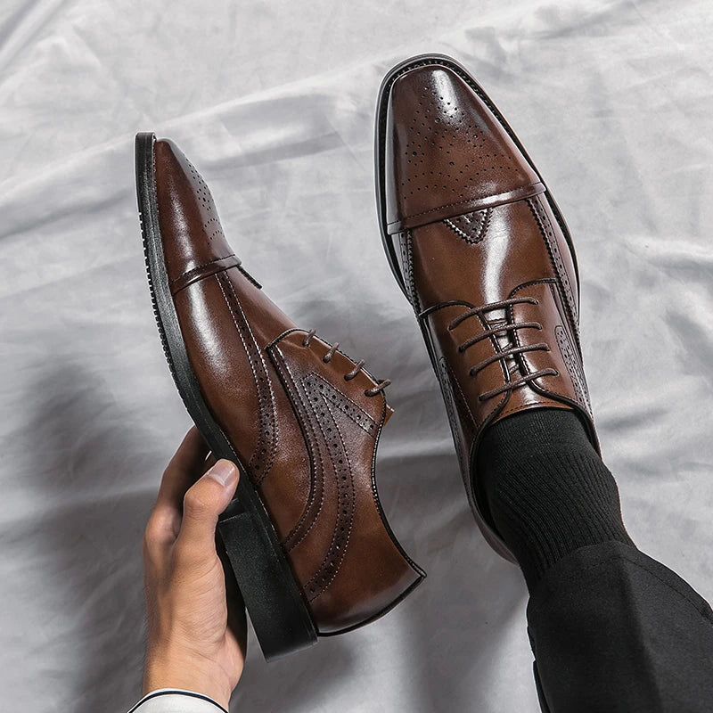 2022 High Quality Handmade Oxford Dress Shoes Men Genuine Cow Leather