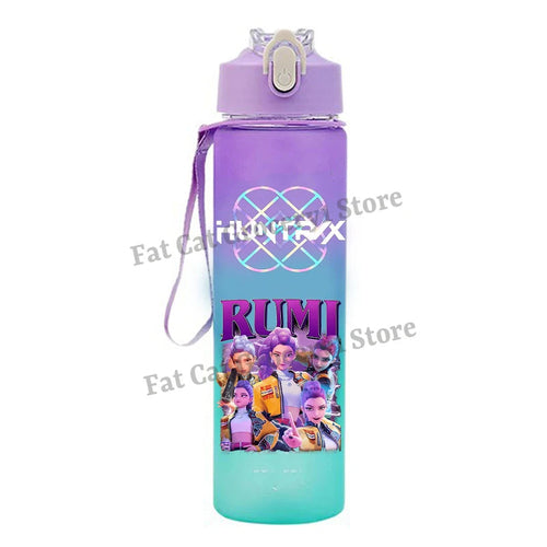 Kpop Demon Hunter Water Bottle with Straw 750ml Kids Summer Anime Cup - Cart2u.ro