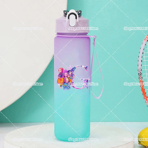 Kpop Demon Hunters letter A-Z Large Capacity Sports Water Bottle - Cart2u.ro