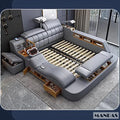 MINGDIBAO Luxury King Size Genuine Leather Bed / Tech Smart Bed / - Cart2u.ro