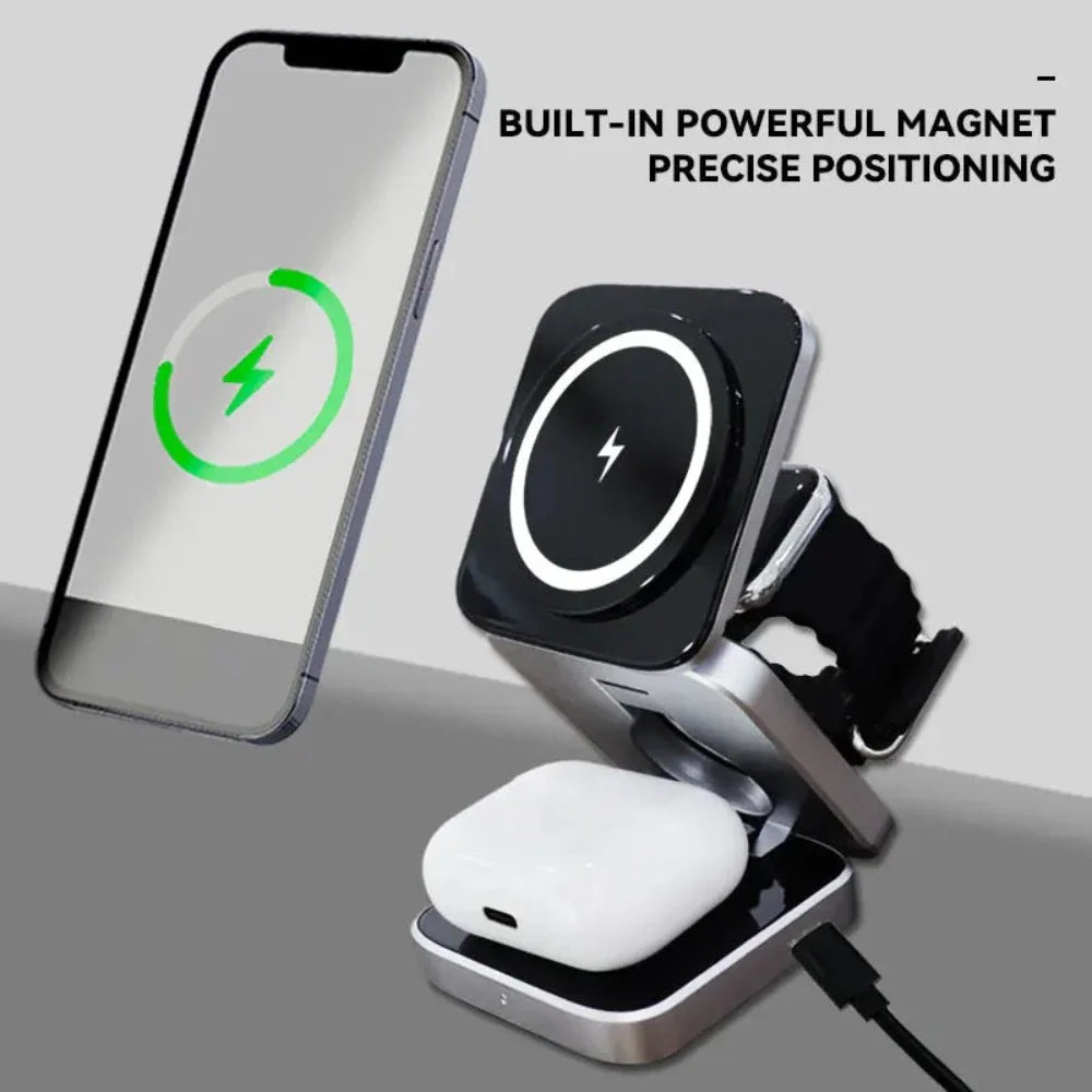 Foldable 3 in 1 Wireless Charging Phone Stand - Cart2u.ro