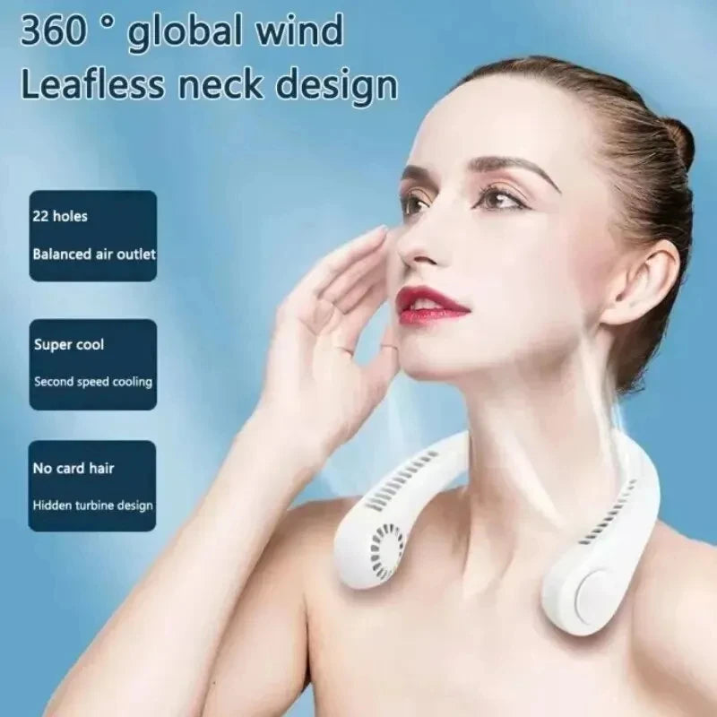 2024 1200mAh New Mini Neck Mounted Fan Portable Bladeless Neck