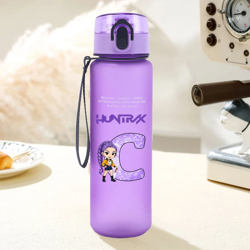 650ml Move K-Pop Demon Hunters Water Bottle Cute Letter A-Z Printed - Cart2u.ro