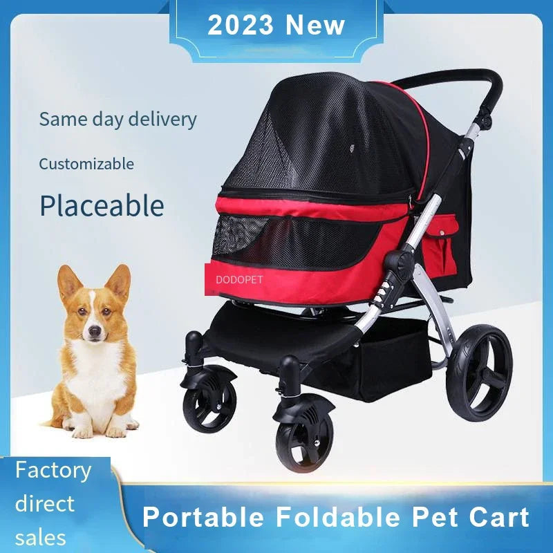 Foldable Large Size Luxury Pet Cart Large Dog Cart Multiple Cats for - Cart2u.ro
