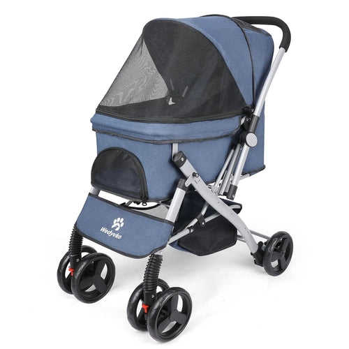 Foldable Cat Dog Stroller  Detachable  Easy Assembly Pet Travel - Cart2u.ro