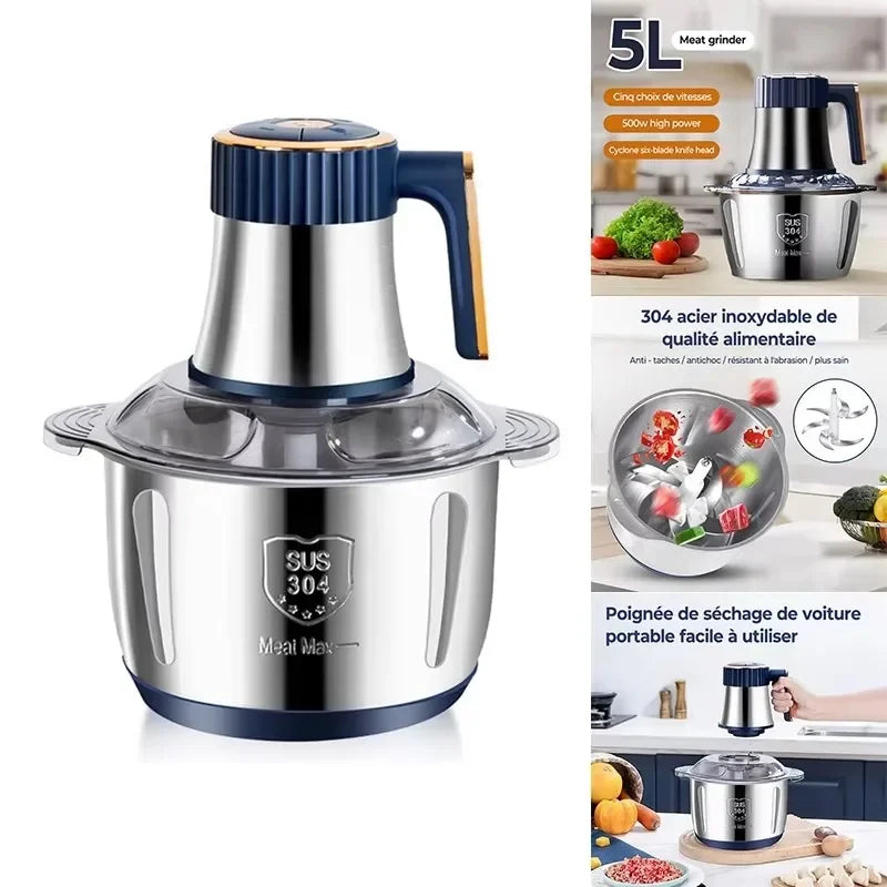 Electric Meat Grinders 5L Food Crusher Stainless Steel Multifunctional - Cart2u.ro