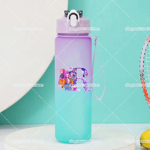 Kpop Demon Hunters letter A-Z Large Capacity Sports Water Bottle - Cart2u.ro