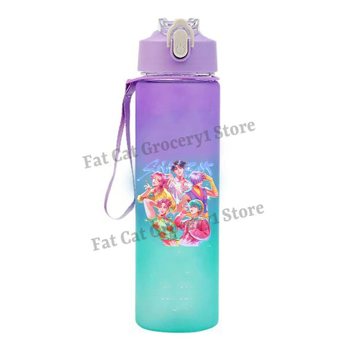 Kpop Demon Hunter Water Bottle with Straw 750ml Kids Summer Anime Cup - Cart2u.ro