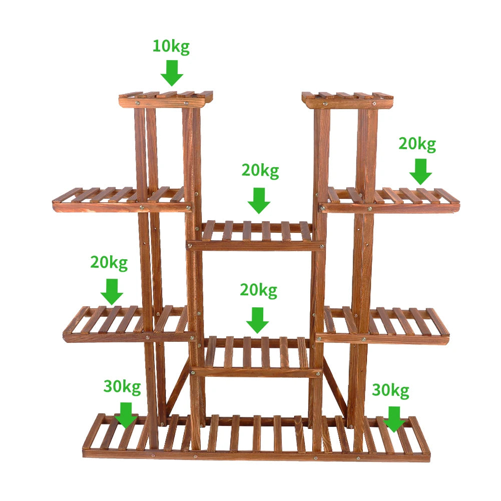 Wooden Plant Shelf Flower Pot Stand Indoor Outdoor Multi-Tier Plant - Cart2u.ro