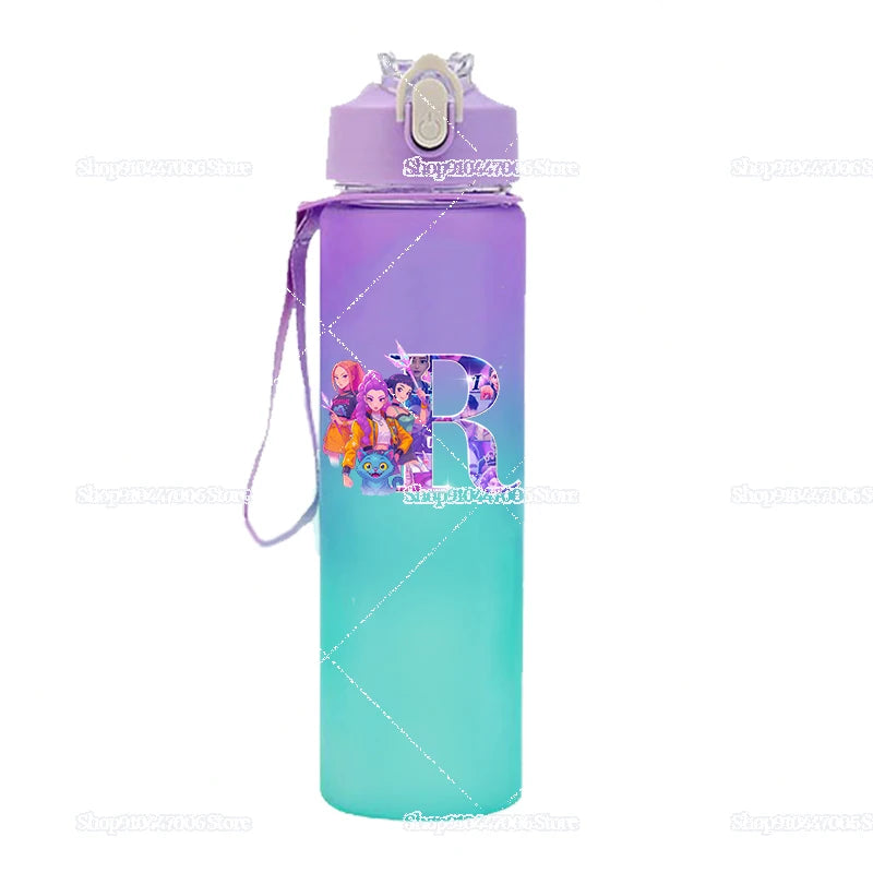 Kpop Demon Hunters letter A-Z Large Capacity Sports Water Bottle - Cart2u.ro