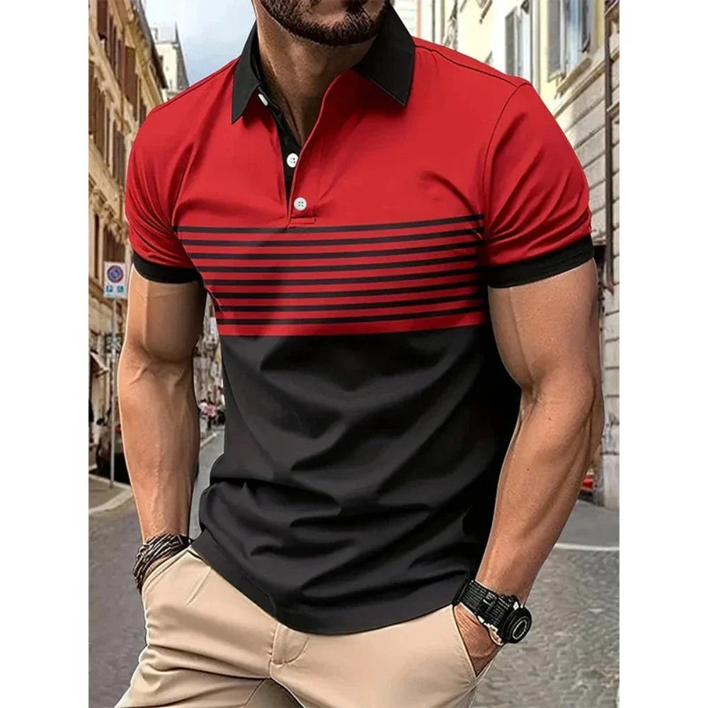 Mens Casual Stripe Short Sleeve Polo Shirt - Cart2u.ro