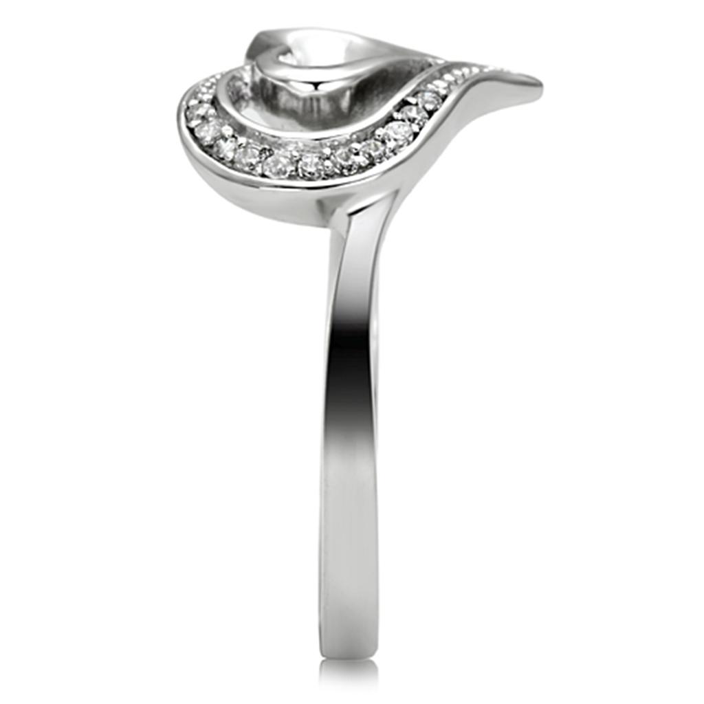 TS093 - Inel din argint 925 placat cu rodiu, cu zirconiu cubic de grad AAA, de culoare transparentă