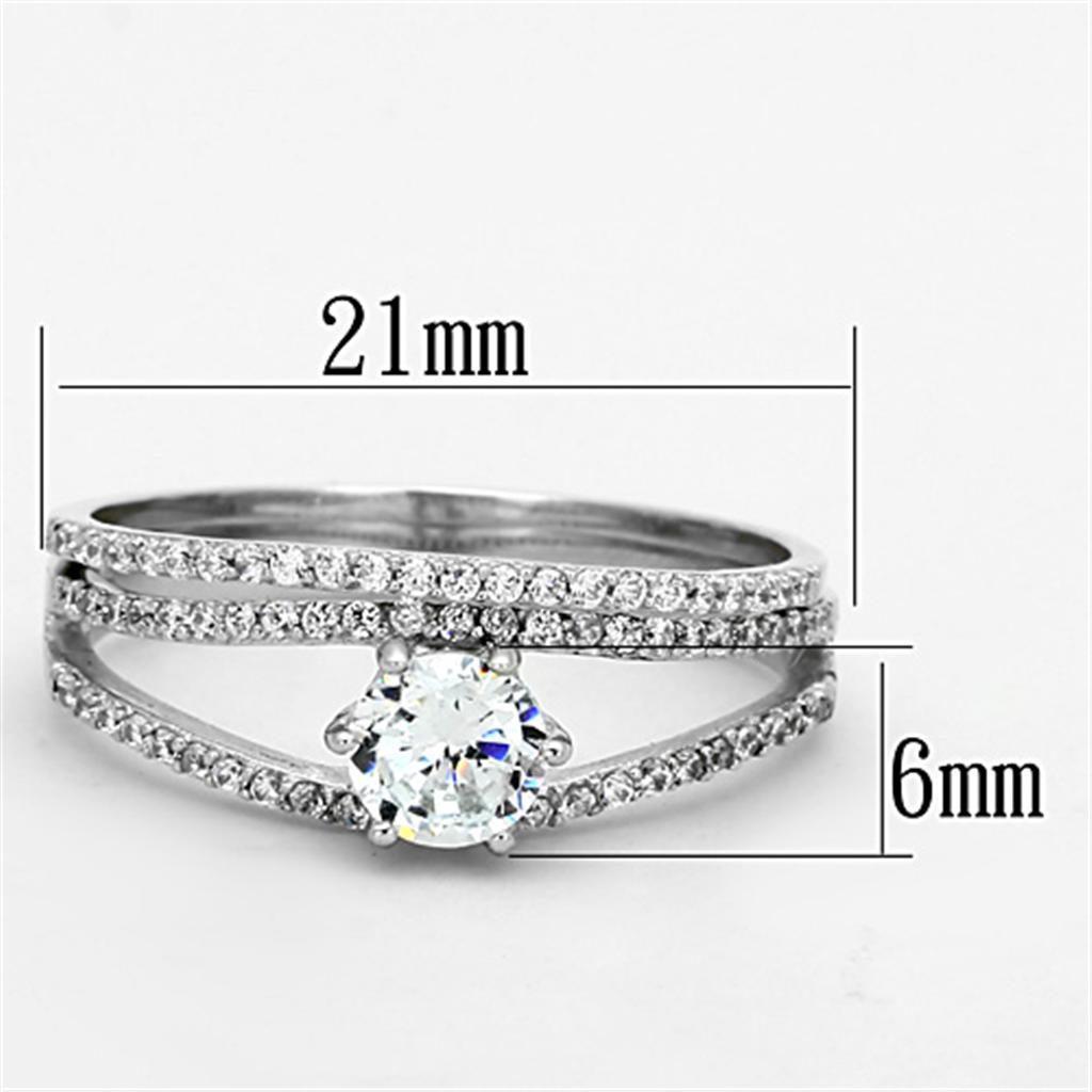 TS172 - Inel din argint 925 placat cu rodiu cu zirconiu cubic de grad AAA, culoare transparentă