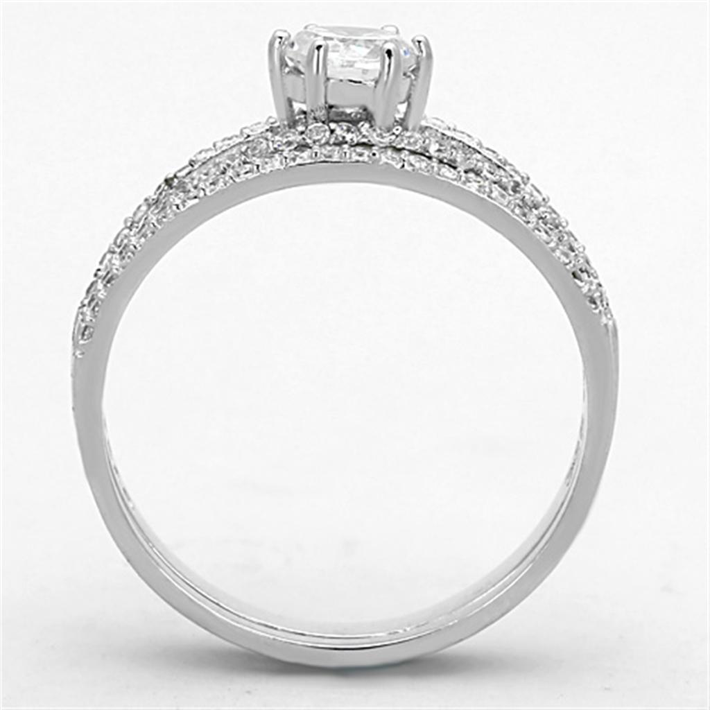 TS172 - Inel din argint 925 placat cu rodiu cu zirconiu cubic de grad AAA, culoare transparentă