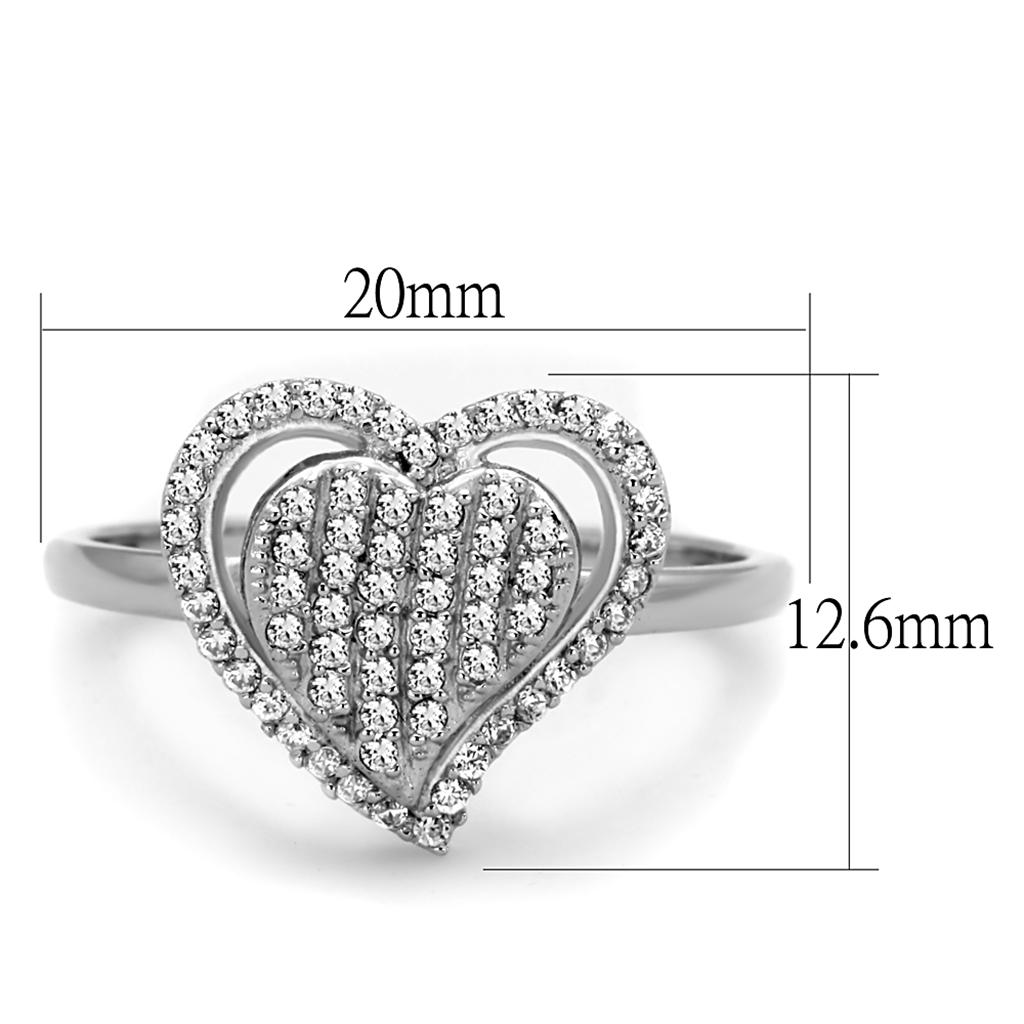 TS192 - Inel din argint 925 placat cu rodiu, cu zirconiu cubic de calitate AAA, transparent