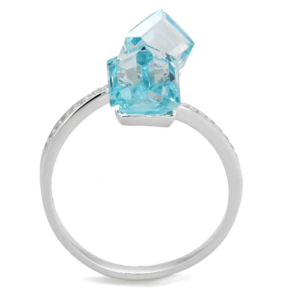 TS317 - Inel din argint sterling 925 placat cu rodiu, cu zirconiu cubic AAA, în nuanța Sea