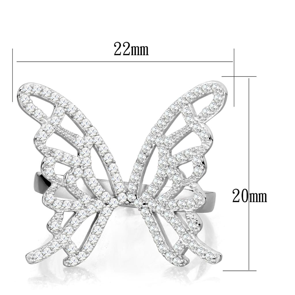 TS330 - Inel din argint 925 placat cu rodiu cu zirconiu cubic (CZ) de grad AAA, incolor