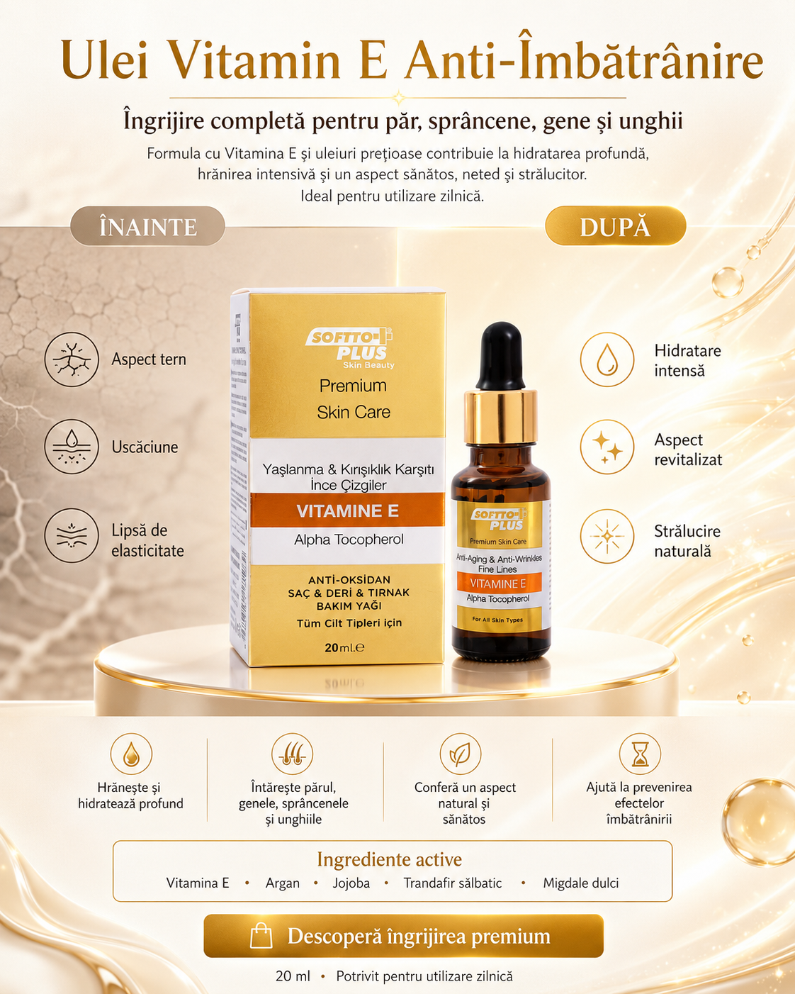 Ulei Vitamin E Anti-Îmbătrânire - 20ml CRABLAND