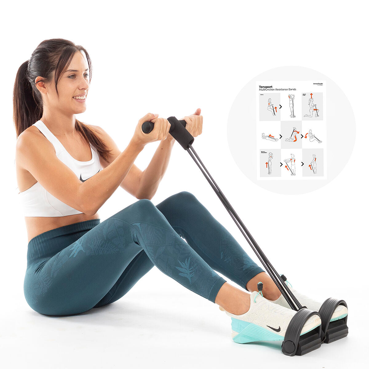 Multifunction Resistance Elastic Bands with Exercise Guide Tensport - Cart2u.ro