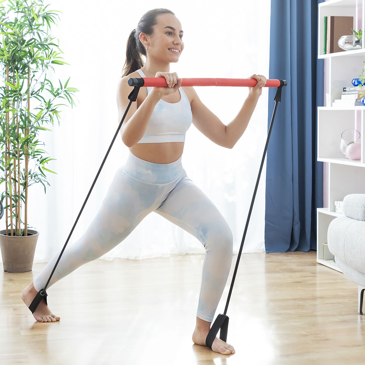 Fitness Bar with Resistance Bands and Exercise Guide Resibar - Cart2u.ro