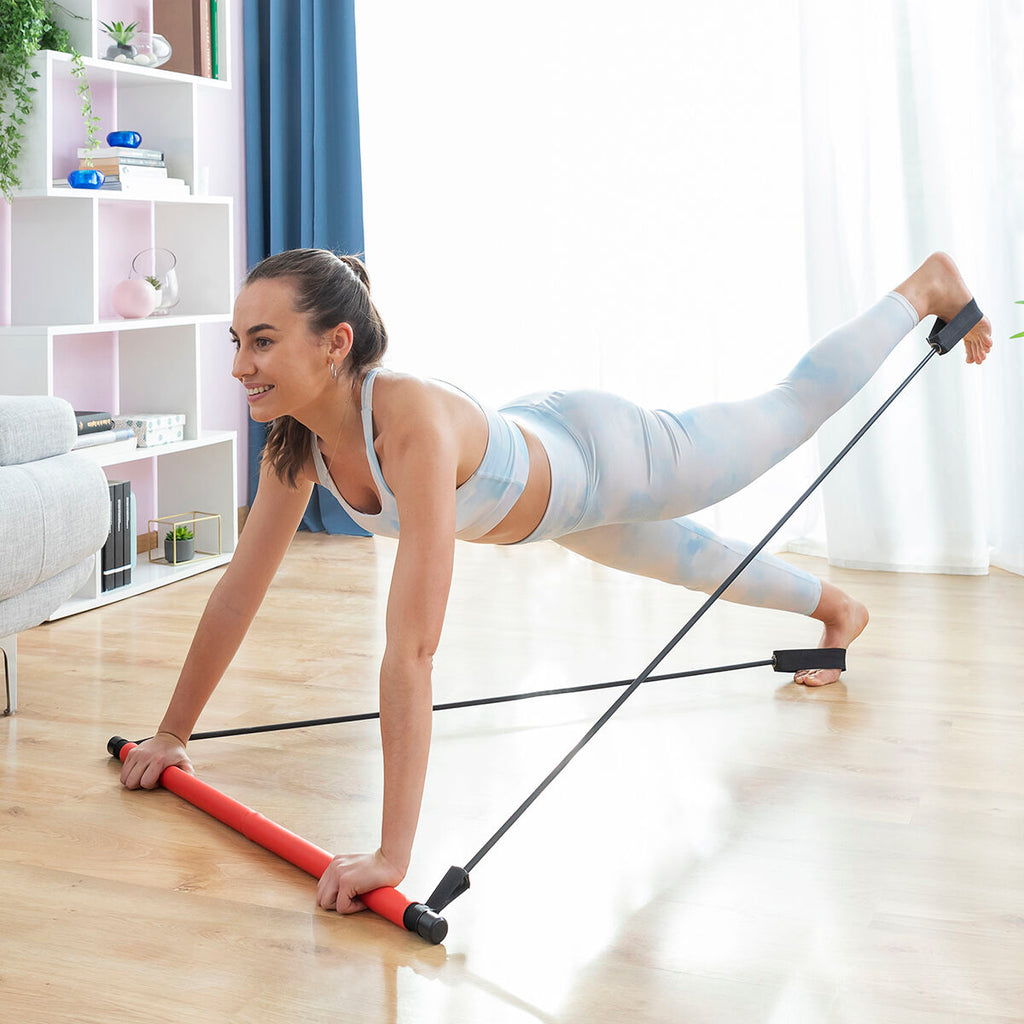 Fitness Bar with Resistance Bands and Exercise Guide Resibar - Cart2u.ro