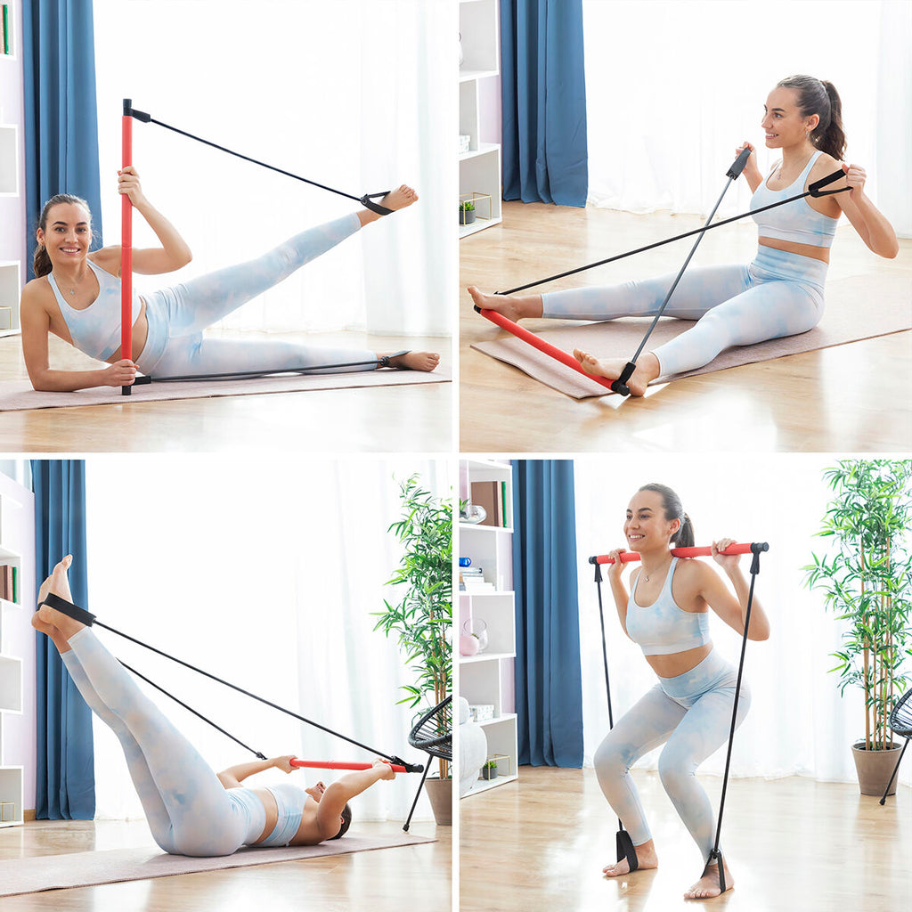 Fitness Bar with Resistance Bands and Exercise Guide Resibar - Cart2u.ro
