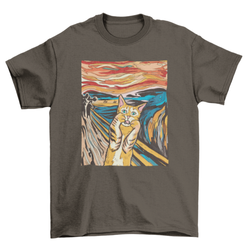 The Scream parody cat t-shirt - Cart2u.ro