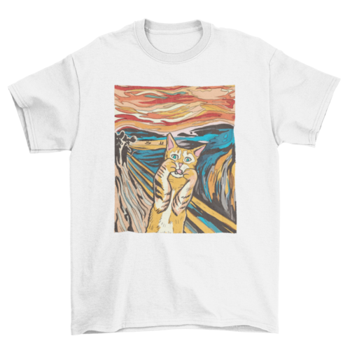 The Scream parody cat t-shirt - Cart2u.ro
