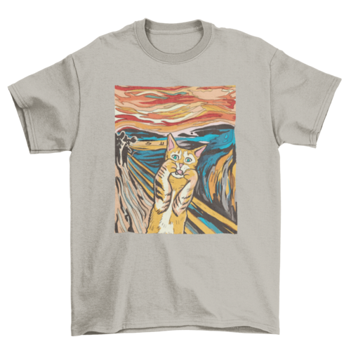 The Scream parody cat t-shirt - Cart2u.ro