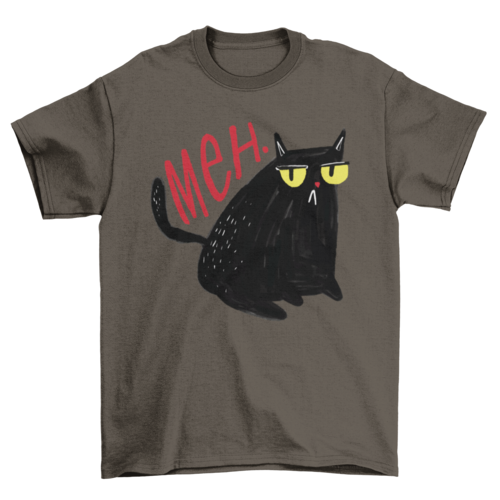 Funny unimpressed meh black cat t-shirt - Cart2u.ro