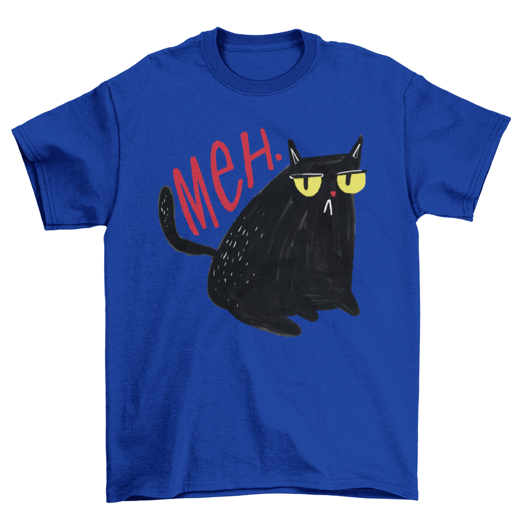Funny unimpressed meh black cat t-shirt - Cart2u.ro