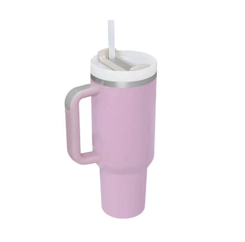 40 Oz Tumbler With Handle Straw Insulated, Stainless Steel Spill Proof - Cart2u.ro