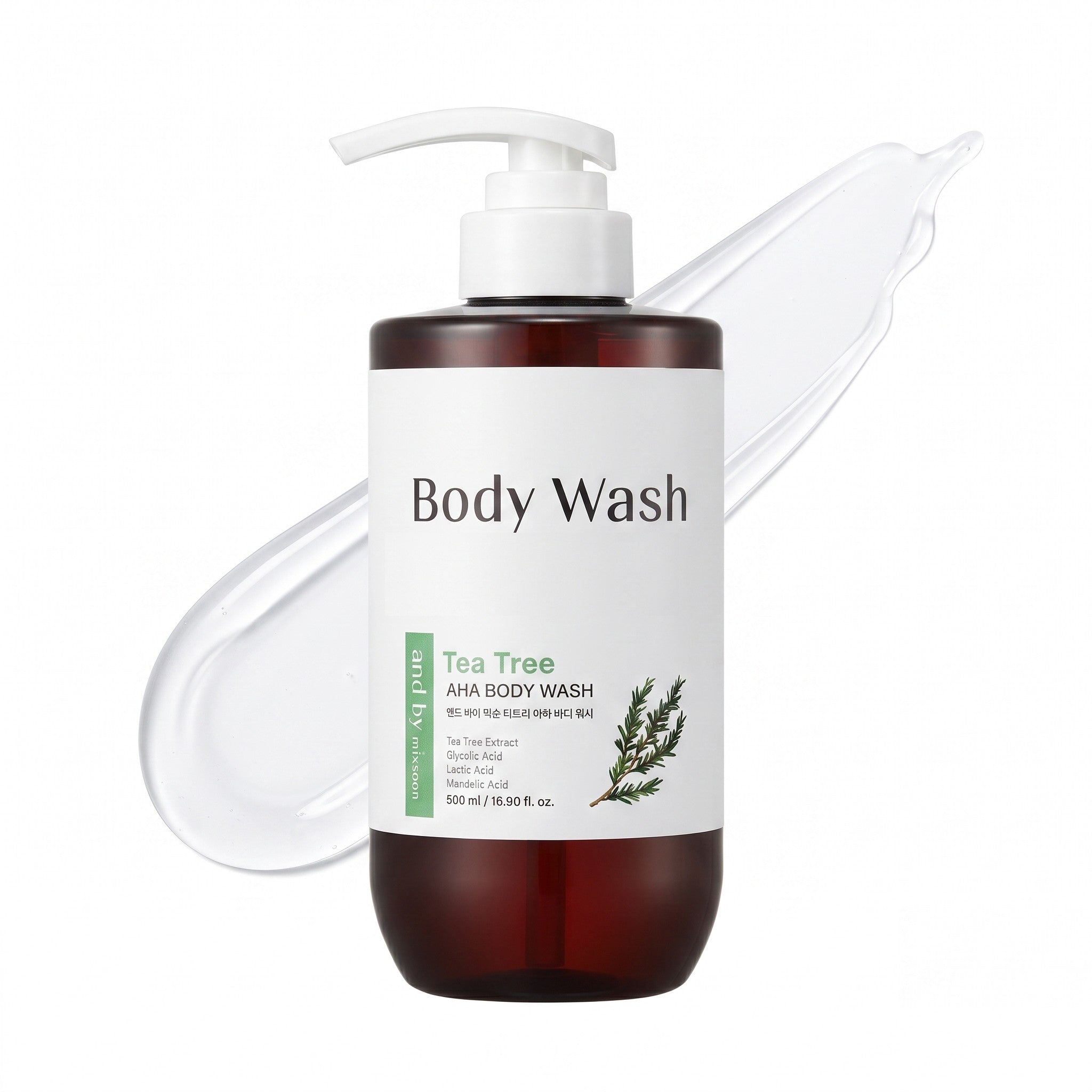 and by mixsoon Tea Tree AHA Body Wash 500ml