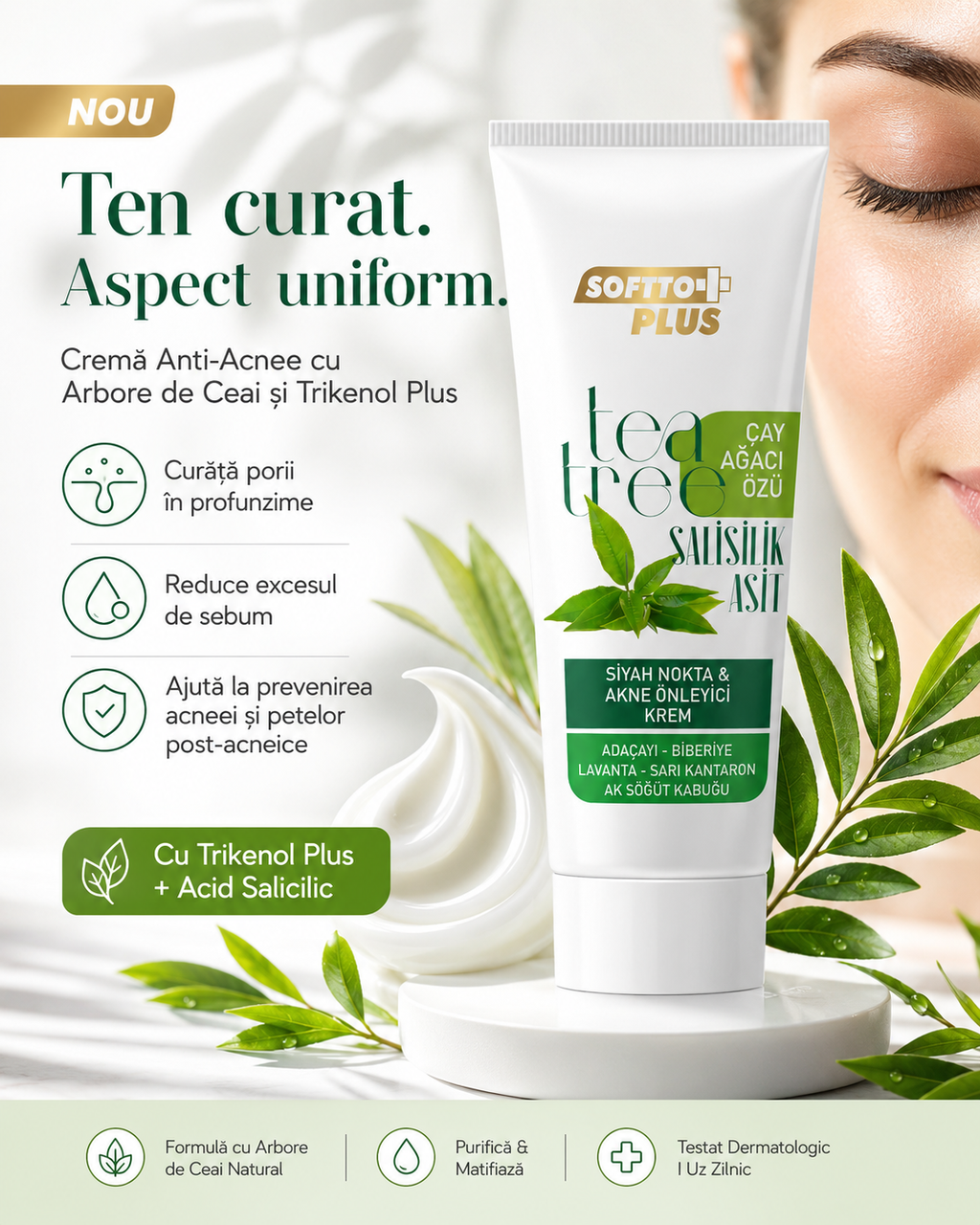 Cremă Anti-Acnee Cu Arbore De Ceai și Trikenol Plus CRABLAND