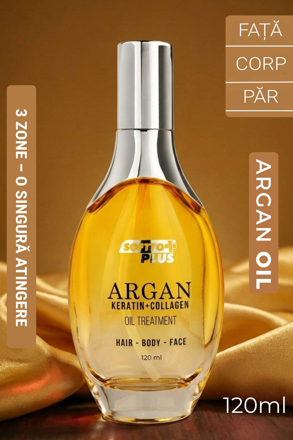 Ulei cu Argan și Keratină pentru Păr, Față și Corp – 120 ml CRABLAND